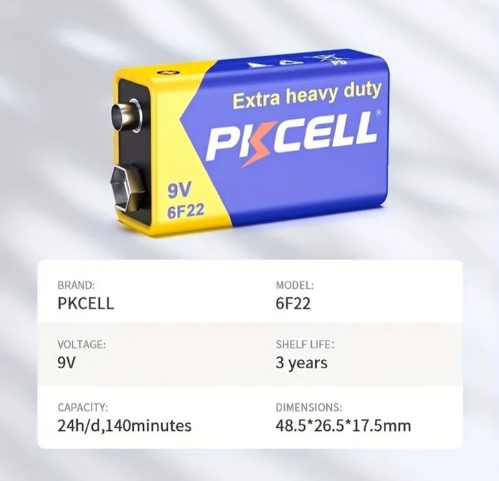Крона PKCELL 9V (6F22)