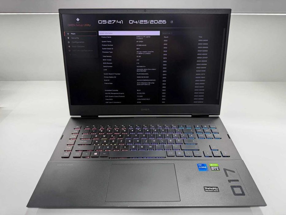 Laptop SH Gaming HP Omen 17 i7-11800H 32gb ram 2×512 ssd NVME nVIDIA RTX 3060 6gb