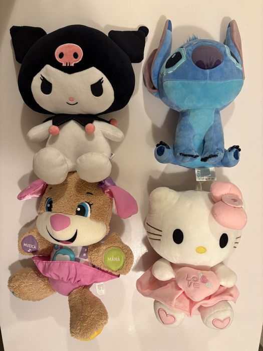 Colecție plușuri : Hello Kitty + Stitch + Kuromi  + Cățeluș interactiv