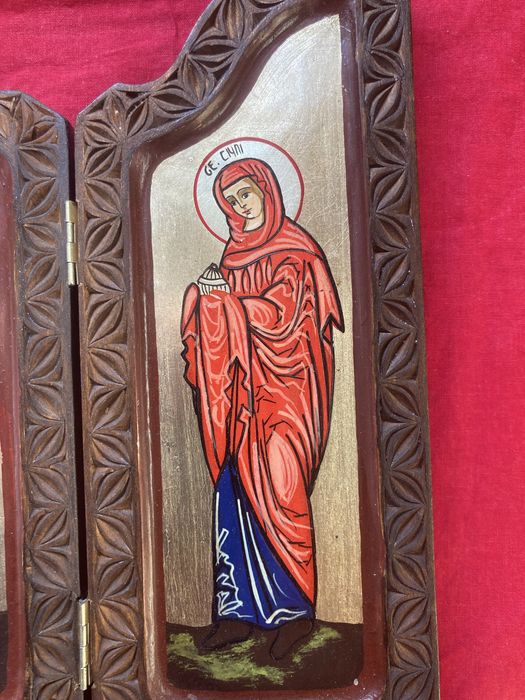 Icoana triptic lemn pictat