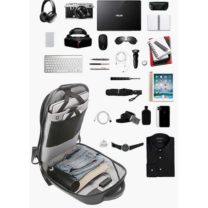 Rucsac Smart Programabil cu Display LED, WiFi, Waterproof, Antifurt, Port USB, Negru