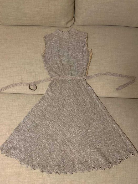 Rochie eleganta bej auriu, marime S (made in Romania)