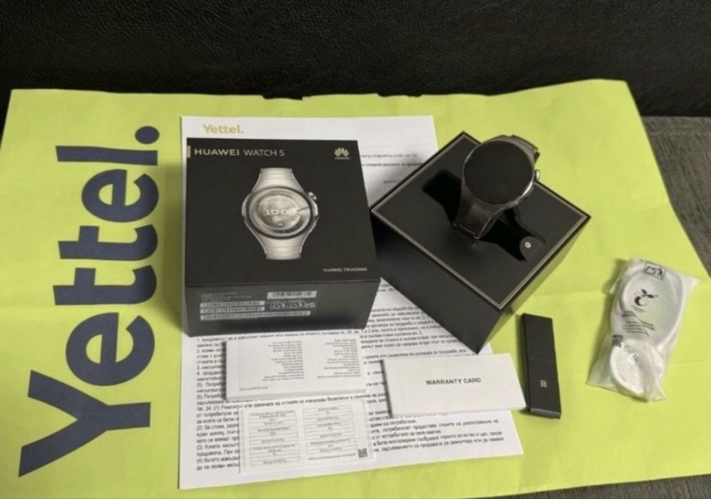КАТО НОВ 46mm Huawei Watch 5 LTE Cellular Yettel Гаранция 2026г. Titanium