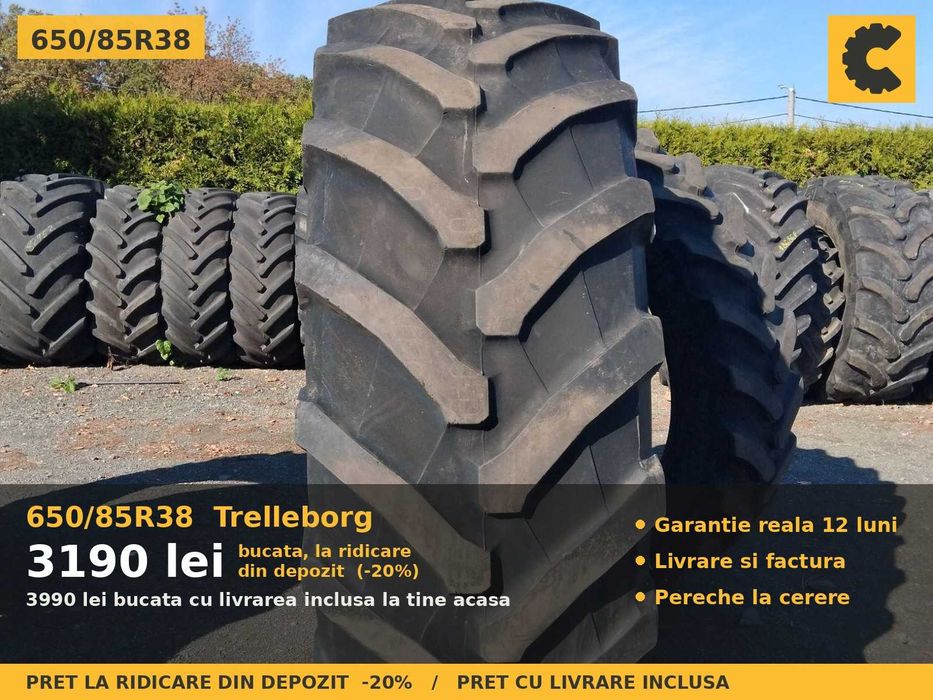 Anvelope Cauciucuri 650/85R38 650/85 R38 650 85 R38 650/85-38 6508538 Trelleborg Tractor Punte Spate Tractiune SH Second Hand OFERTA Pret Bun Reducere