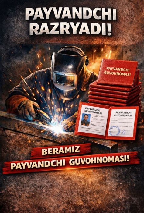 сваршик гувох номасини берамиз . svarshik guvoxnomasi beramiz