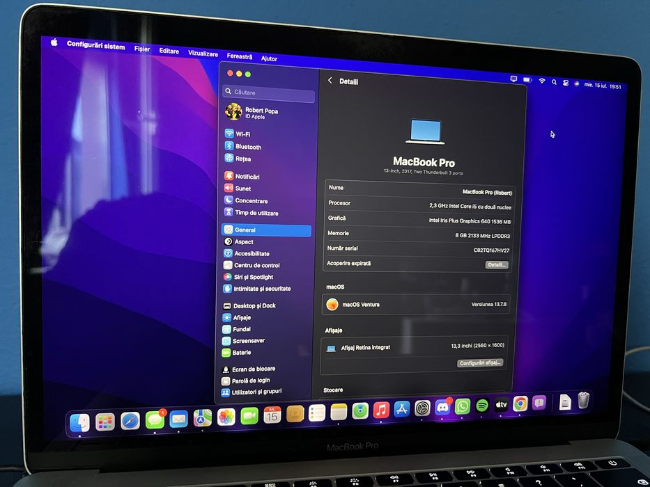 Leptop Mackbook Pro 2017 I5 ssd