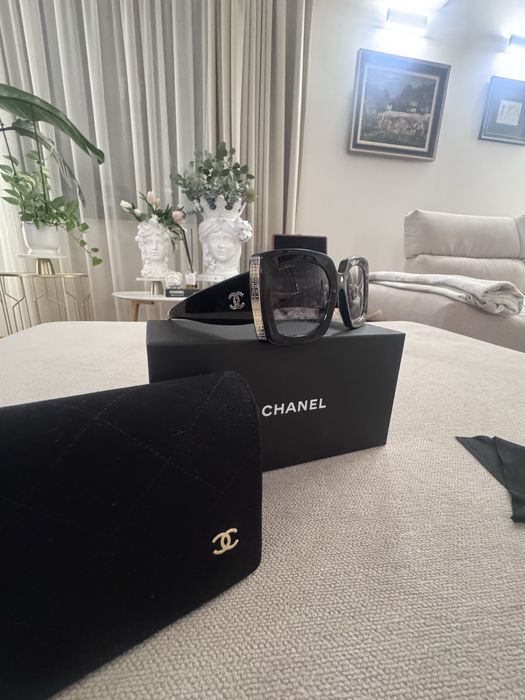 Chanel Orginial големи черни очила слънчеви