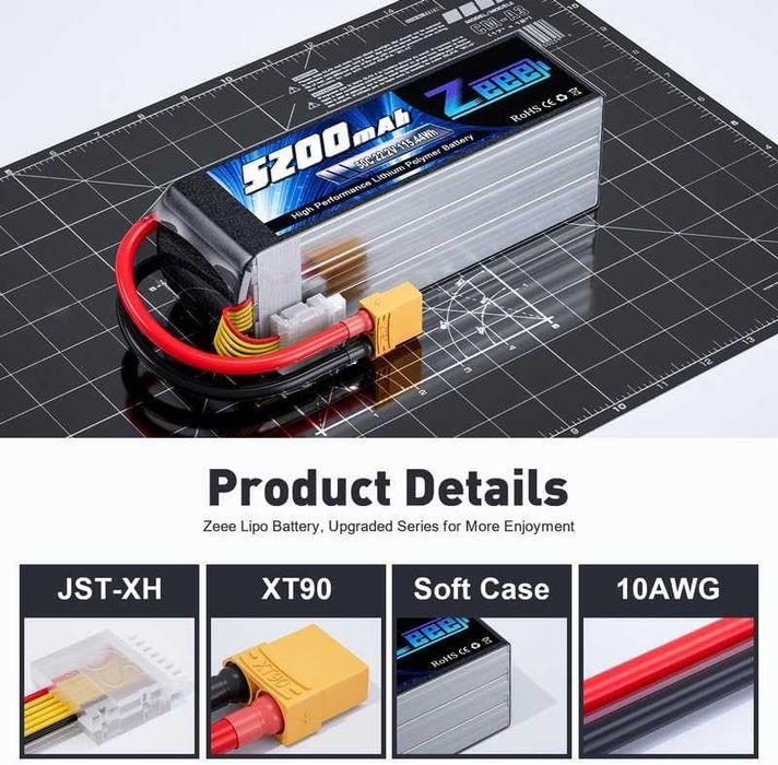 Lipo 6S Lipo Battery 5200mAh 22.2V 50C with XT90 Plug