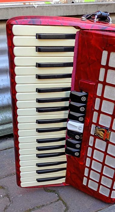 Acordeon Parrot  cu 80  bași roșu