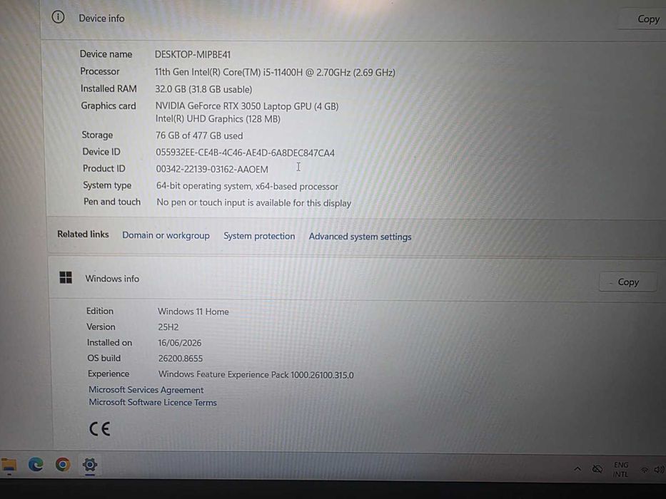 Лаптоп Acer Nitro 5 | i5-11400H | 32GB RAM | RTX 3050