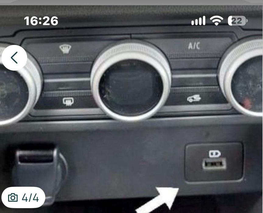 Priză usb tip C Dacia Logan, Sandero și Duster