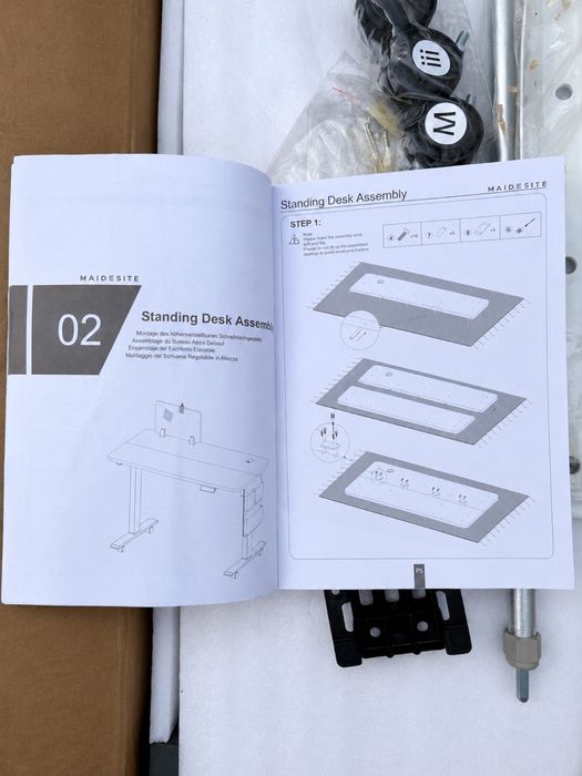 Birou electric reglabil pe înălțime MAIDESITE SN1-100, alb, Standing Desk, nou