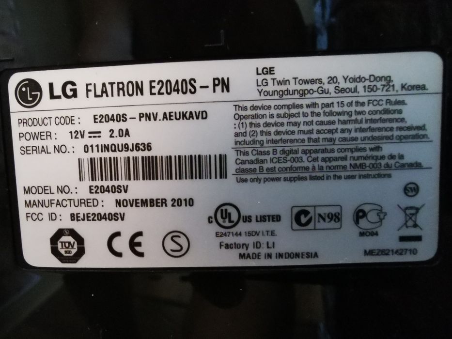 Монитор 20" LG e2040