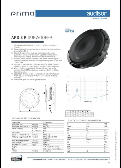Subwoofer Audison APS 8 R