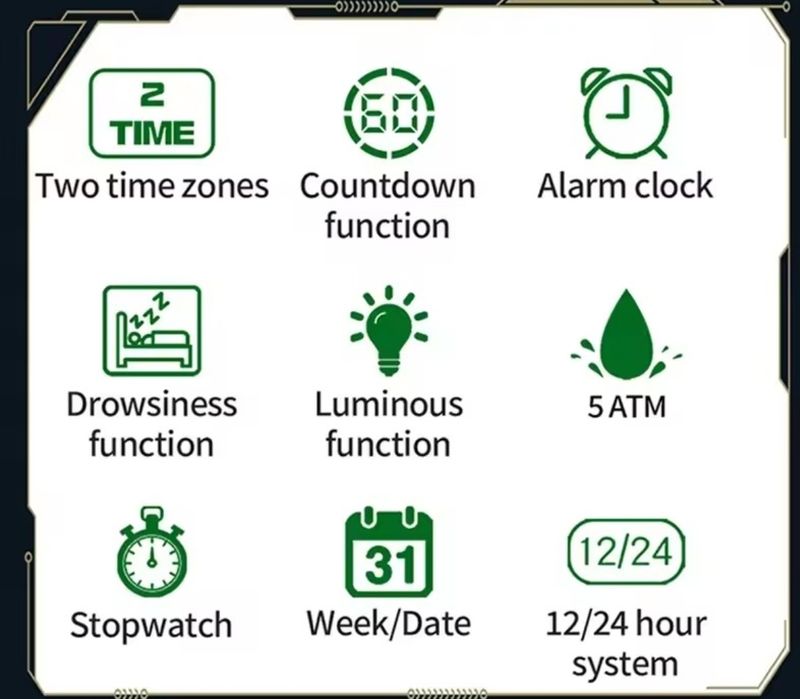 Спортен електронен часовник водоустойчив с подсветка и други екстри