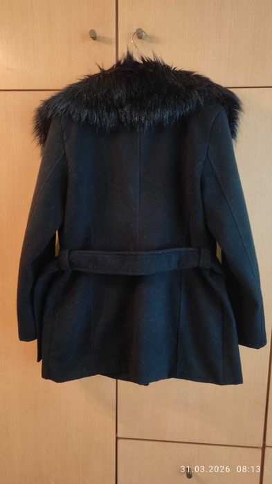 Дамско черно вълнено палто р. 50 отлично и супер евтино!