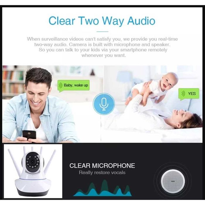 Безжична охранителна IP камера, WiFi, Аларма, Слот за SD карта