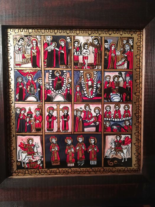 Icoană "Prăznicar" pictată manual pe sticlă !