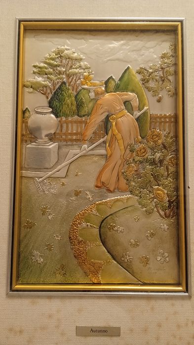120g argint 925-Anotimpurile-4 tablouri Romagnoli-arta argint Italia