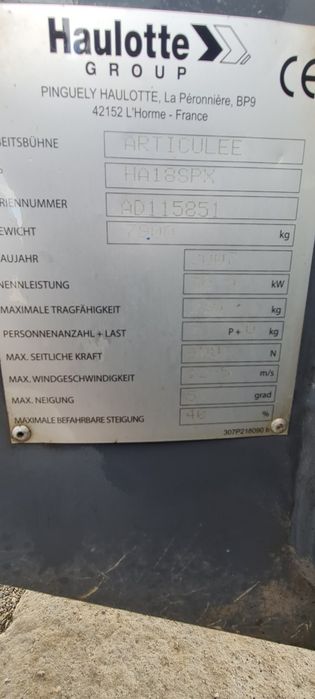 Nacela diese cu brat articulat Haulotte Ha 18Px