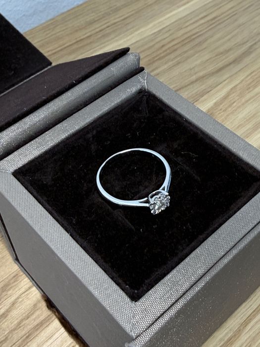 Inel Teilor aur alb 18K cu diamante 0.2ct marime 54 certificat