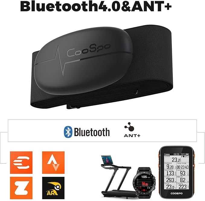 COOSPO H6 пулсомер, колан за гърди, Bluetooth ANT+ свързаност.
