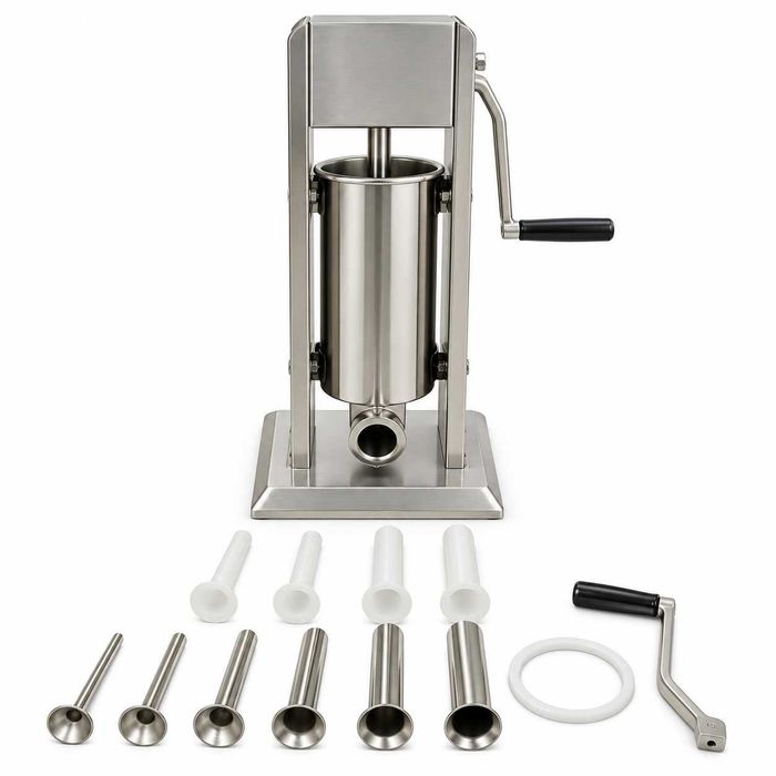 Masina de umplut carnati verticala, inox, capacitate 7 kg, 6 palnii inox