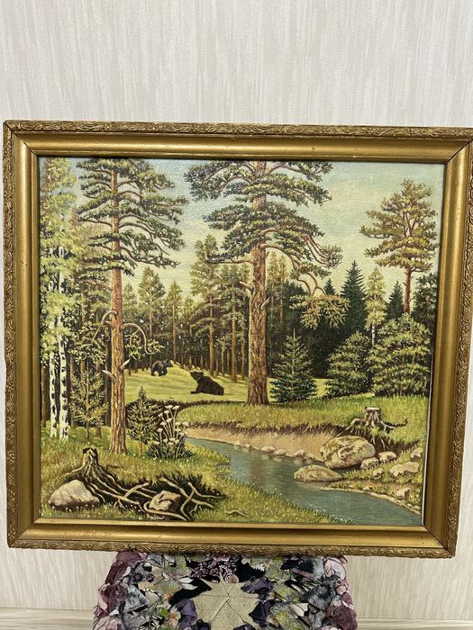 Картина Масло, Мишки в лесу.