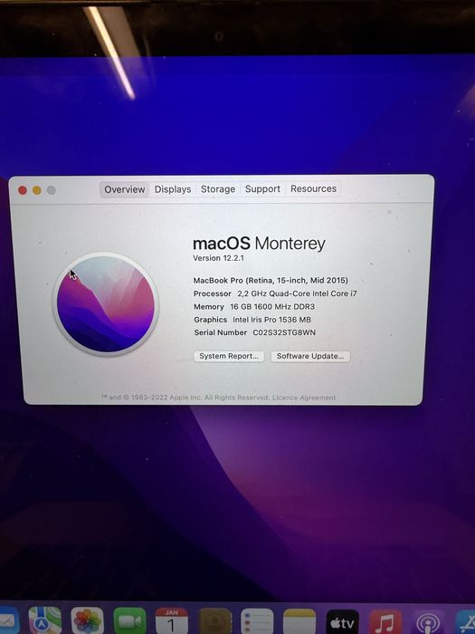Macbook pro mid 2015 I7 256 SSD
