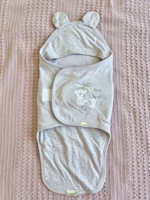 Saculet de infasat nou nascut Biorganic Koala Jungle Swaddle blanket