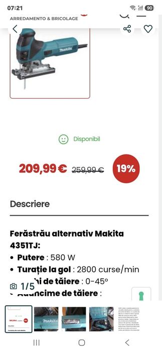 Vand fierăstrău electric,pendular