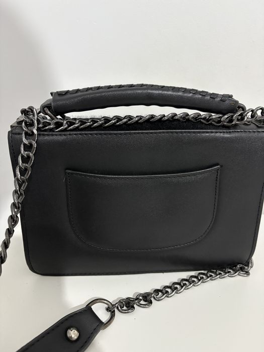 Geanta neagra piele eco si blana artificiala