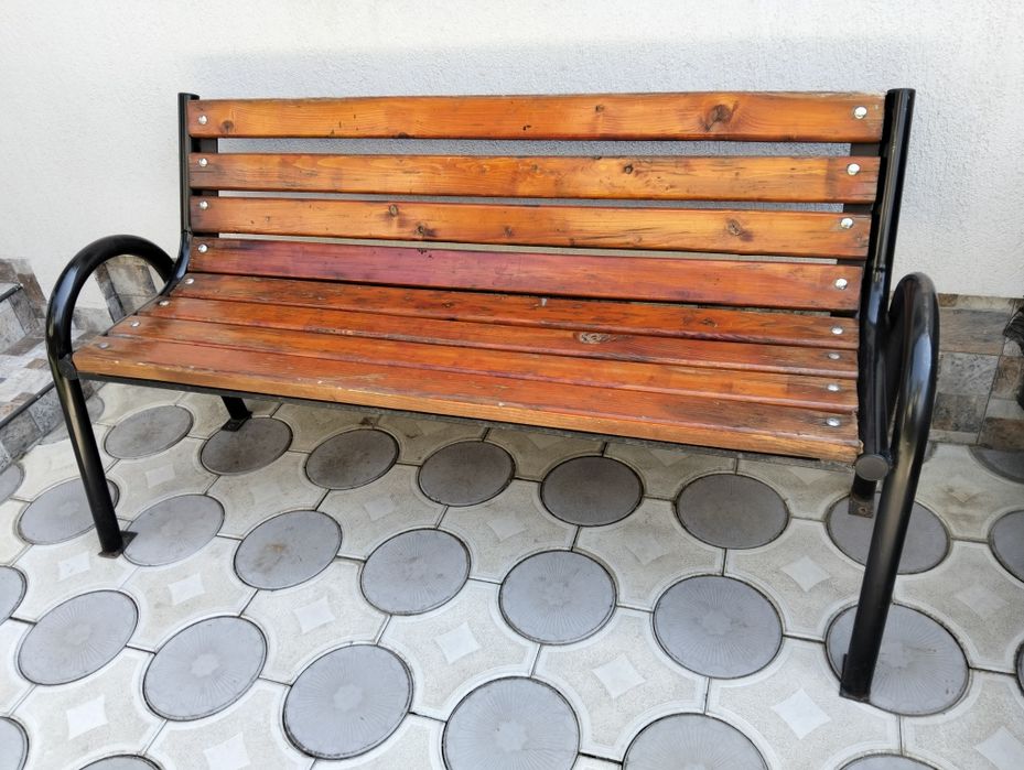 Banca grădina din fier și lemn masiv