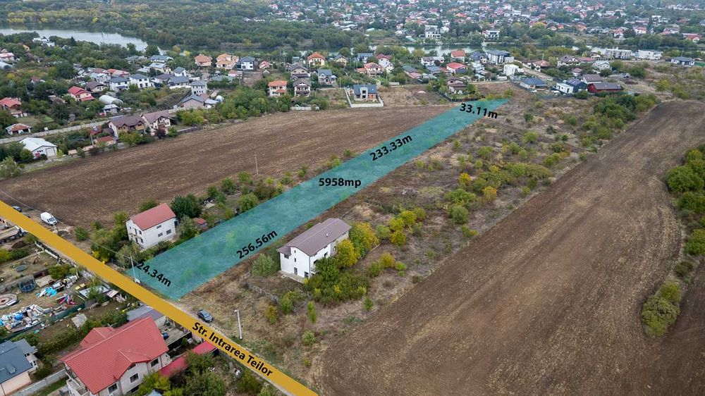 BUFTEA - FLAMANZENI,Teren Intravilan  5958 MP,Deschidere 24 M,Toate UTILITATILE,URGENT!!!