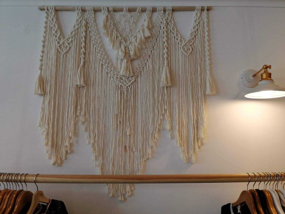 Decoratiune handmade de perete, din macrame, Boho