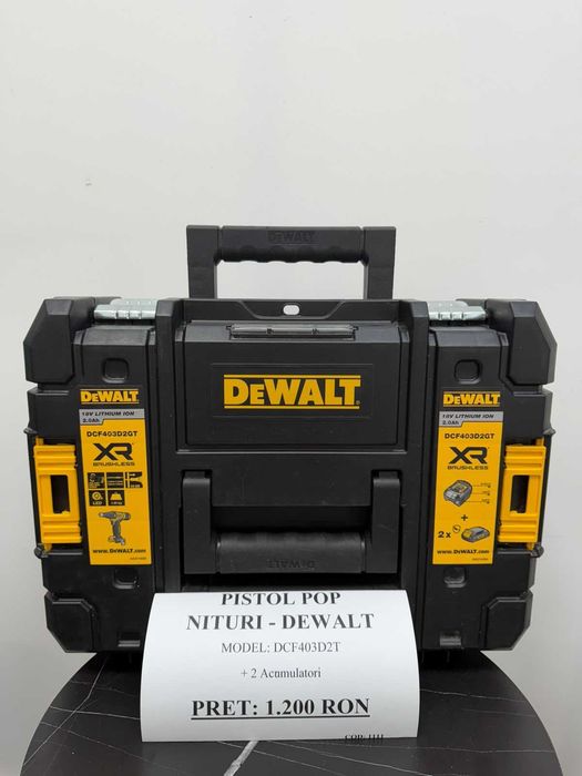 BLACK AMANET P2 • Pistol POP NITURI DeWalt DCF403D2GT +2 acumulatori