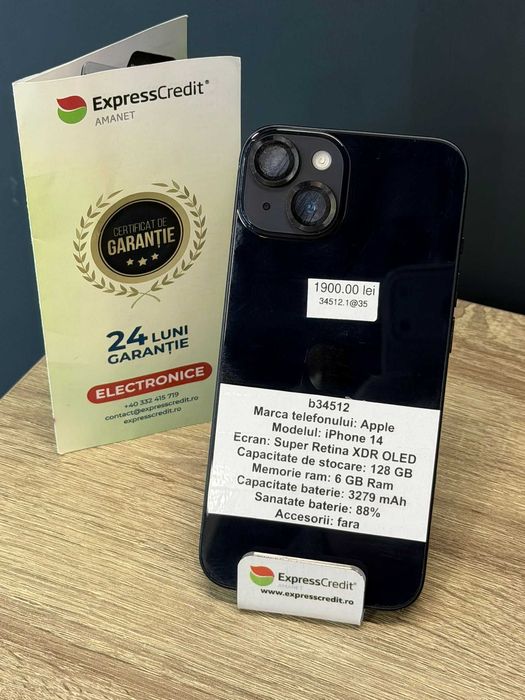 (AG51) Apple iPhone 14 128Gb b34512 - Garantie 2 ani!