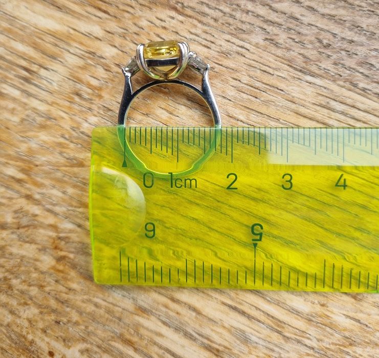 Inel argint 925 Radiant Cut Yellow Citrine Diamond