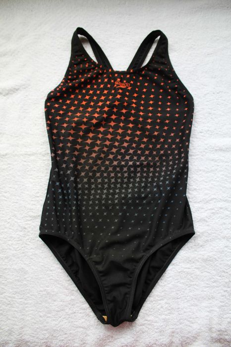 Детски цял БАНСКИ костюм за плуване Speedo SPLASHBACK, за МОМИЧЕ, черен с принт