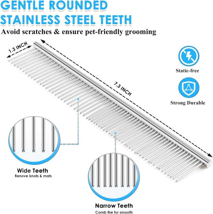 YOYUPETA Комплект четка и гребен за кучета/котки, дълга и гъста козина