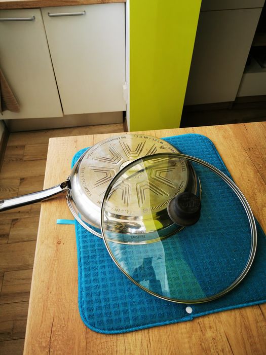 Vand tigaie Tefal Duetto antiaderenta 32cm exterior inox+capac transpa