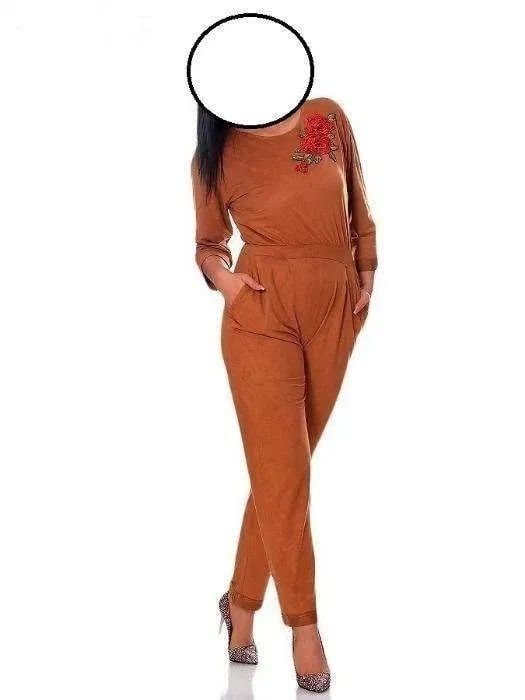 salopeta dama culoare caramizie