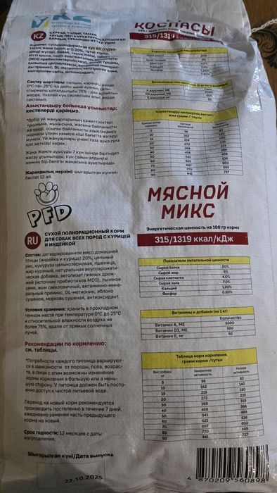 Корм для собак "мясной микс"