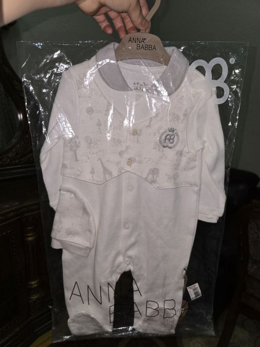 Anna Babba комплект слип + плед белый для младенцев 6-9 месяцев