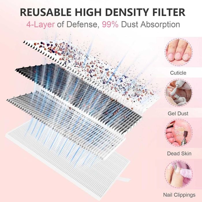 Акумулаторен колектор за прах от нокти Kredioo, 10 степени,5000 об/мин