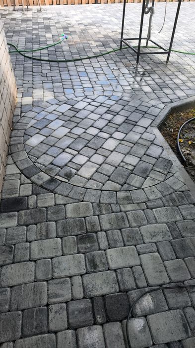 Тротуарная плитка. Брусчатка. Газон