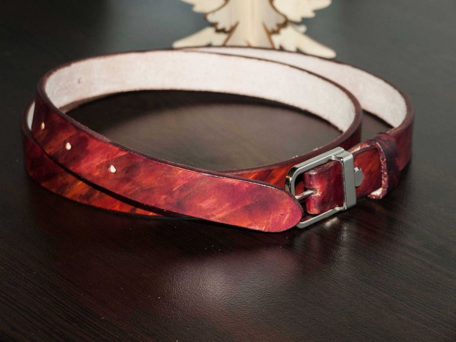 Дамски колан от естествна кожа, ръчна изработка