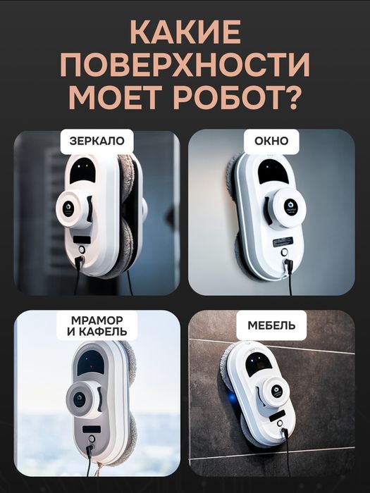 Робот мойщик окон Cleanbot Pro, белый, дистанционное управление, 14 са