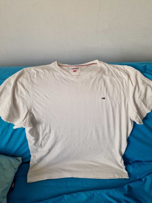 Оригинална тениска Tommy Hilfiger Jeans бяла Slim Fit