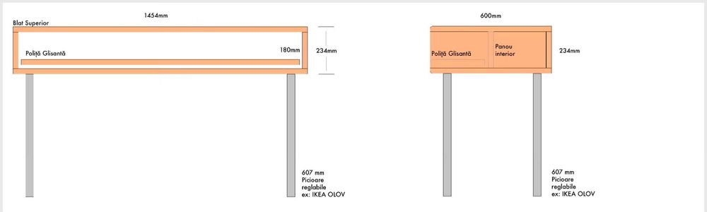 Birou lemn fag, pentru PC și clape, 1454 x 600 mm